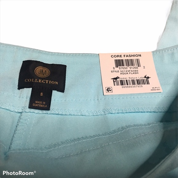 JM Collection Comfort Waist High Rise Embellished Capri Aqua S Small - Picture 5 of 10